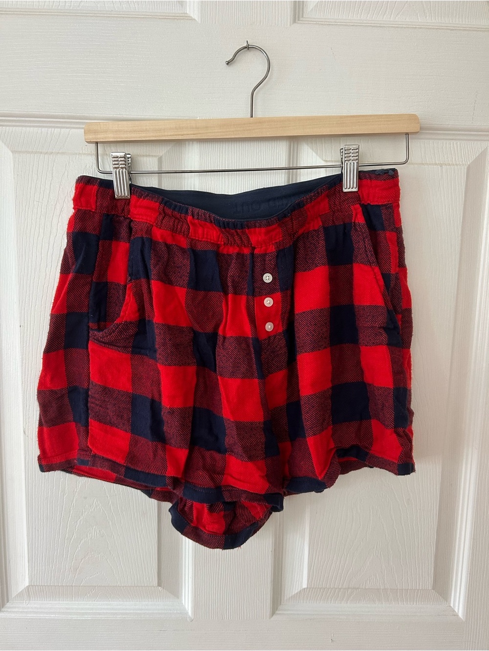 Aerie Plaid Lounge Shorts in Red and White